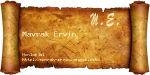 Mavrak Ervin névjegykártya